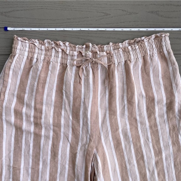 Madewell Womens Flowy Pants Tan White Stripe Linen Blend Pockets Plus XXL - Picture 3 of 6